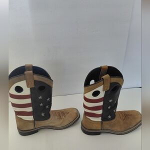 Smokey Mountain Kids Americana Flag Cowboy Boots - Tan, Red White & Blue
